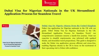 Dubai visa for Nigeria citizens from the United Kingdom