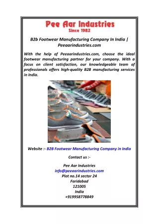 B2b Footwear Manufacturing Company In India  Peeaarindustries.com