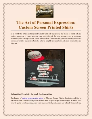 The Art of Personal Expression Custom Screen Printed Shirts
