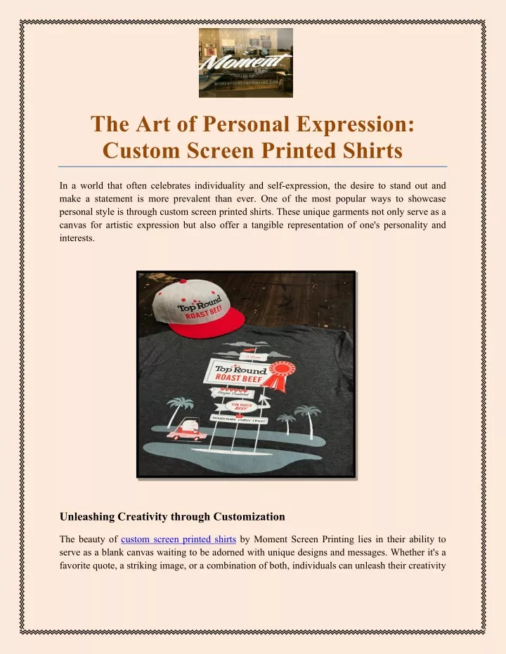 the art of personal expression custom screen