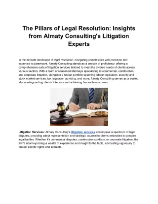 The Pillars of Legal Resolution_ Insights from Almaty Consulting's Litigation Experts