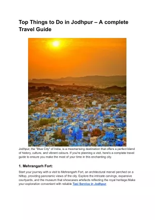 Top Things to Do in Jodhpur – A complete Travel Guide