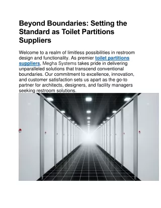 Toilet Partitions Suppliers - Megha Systems