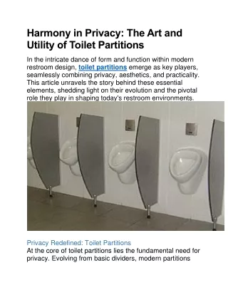 Toilet Partitions - Megha Systems