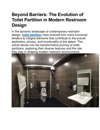 Toilet Partition - Megha Systems