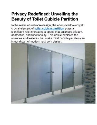 Toilet Cubicle Partition - Megha Systems