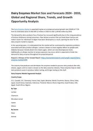 dairy enzymes market size and forecasts 2024 2033