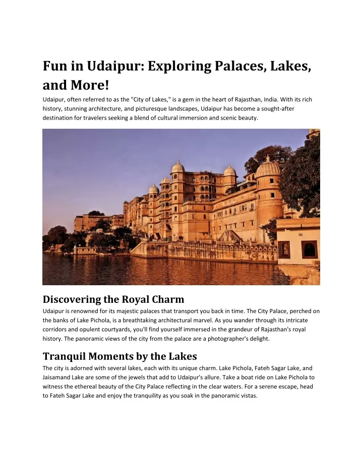fun in udaipur exploring palaces lakes and more