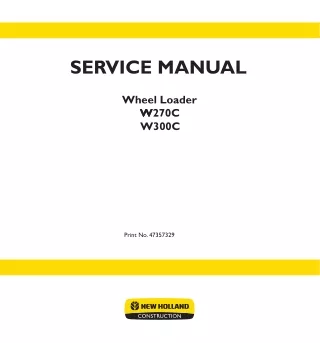 New Holland W270C Wheel Loader Service Repair Manual