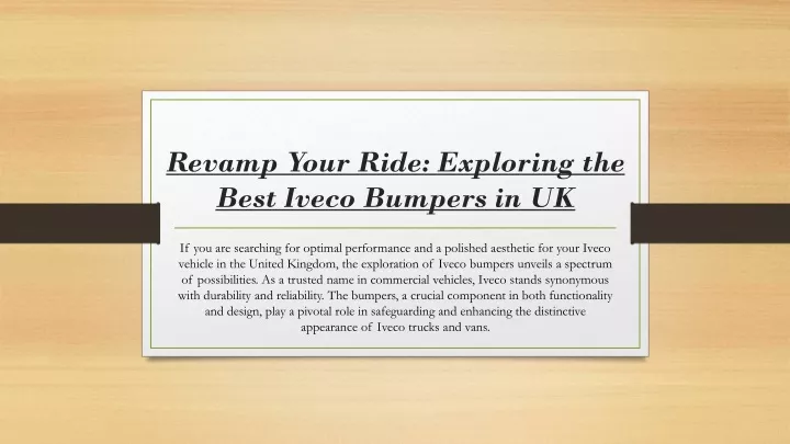 revamp your ride exploring the best iveco bumpers in uk