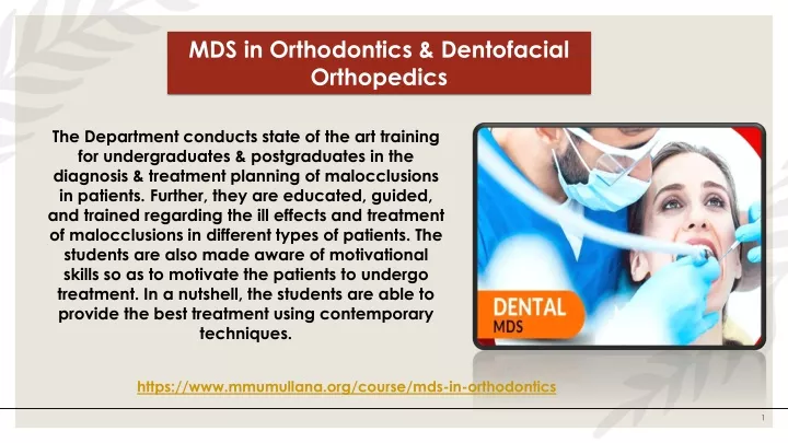 mds in orthodontics dentofacial orthopedics