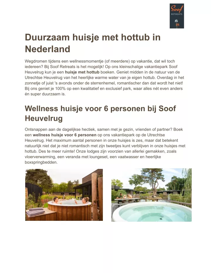 duurzaam huisje met hottub in nederland