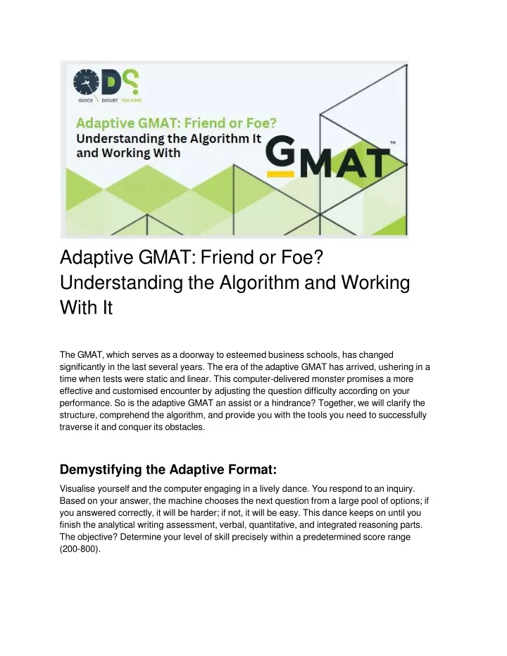 adaptive gmat friend or foe understanding the algorithm and working with it