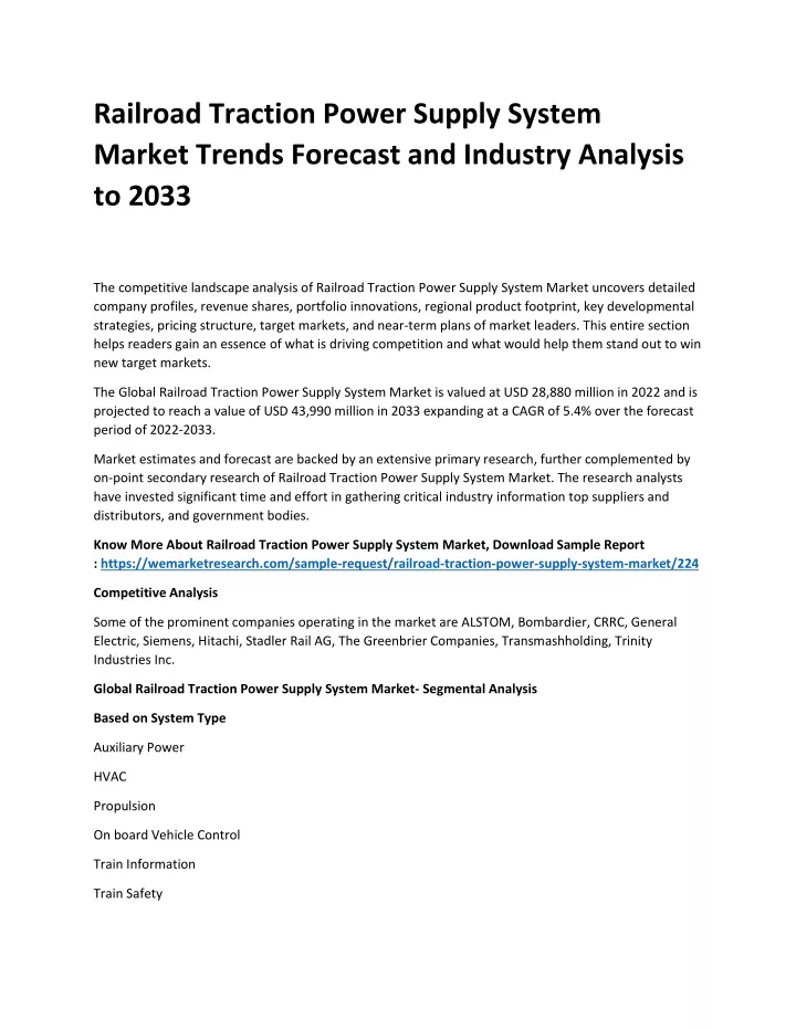 railroad traction power supply system market