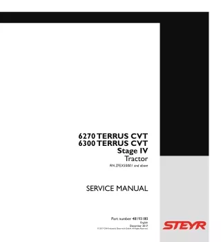 STEYR 6270 TERRUS CVT Stage IV Tractor Service Repair Manual (PIN ZFEX50001 and above)