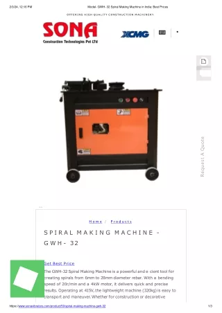 Best Spiral Making Machine price in India: GWH- 32