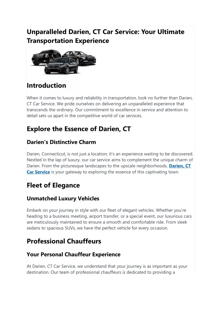 unparalleled darien ct car service your ultimate