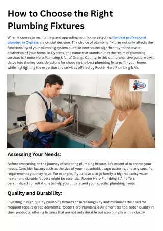 How to Choose the Right Plumbing Fixtures