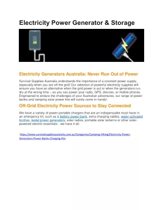 electricity power generator storage