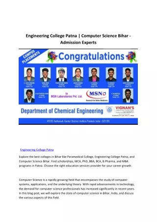 Computer Science Bihar -  Admission Experts