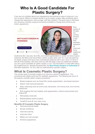 Who Is A Good Candidate For Plastic Surgery?