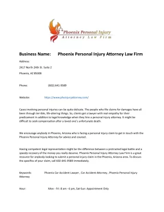 Phoenix Personal Injury Attorney Law Firm