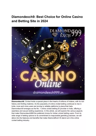 Diamondexch9_ Best Choice for Online Casino and Betting Site in 2024