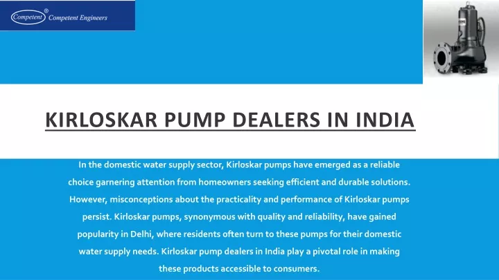 kirloskar pump dealers in india