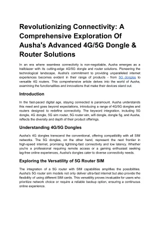 Revolutionizing Connectivity_ A Comprehensive Exploration Of Ausha's Advanced 4G_5G Dongle & Router Solutions