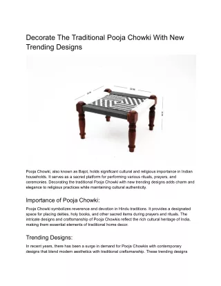 Decorate The Traditional Pooja Chowki With New Trending Designs