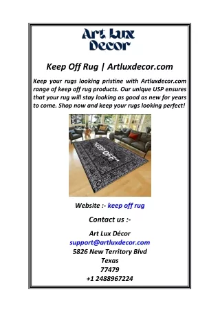 Keep Off Rug  Artluxdecor.com