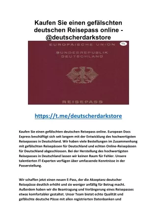 Kaufen Sie einen gefälschten deutschen Reisepass online - @deutscherdarkstore