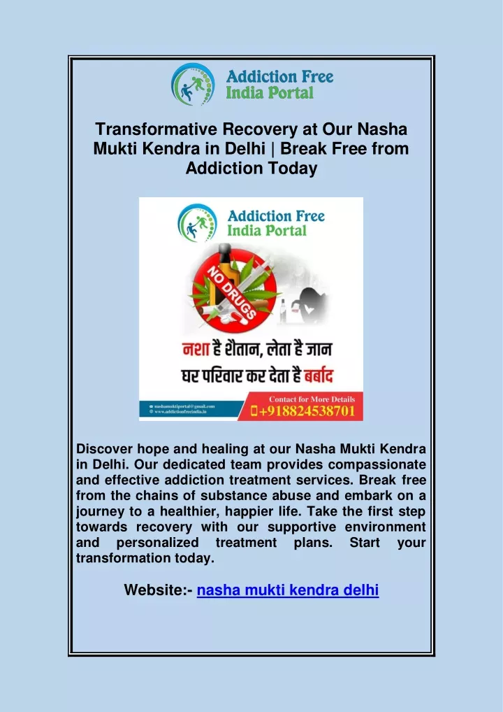 transformative recovery at our nasha mukti kendra