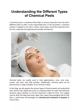Understanding the Different Types of Chemical Peels