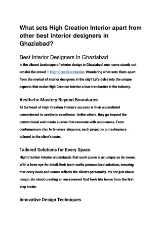 Ghaziabad Interior Designers - High Creation Interior