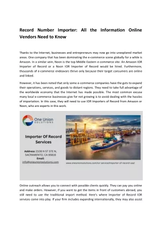 record number importer all the information online