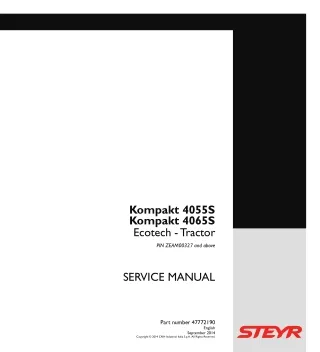 STEYR Kompakt 4065S Ecotech Tractor Service Repair Manual (PIN ZEAM00327 and above)