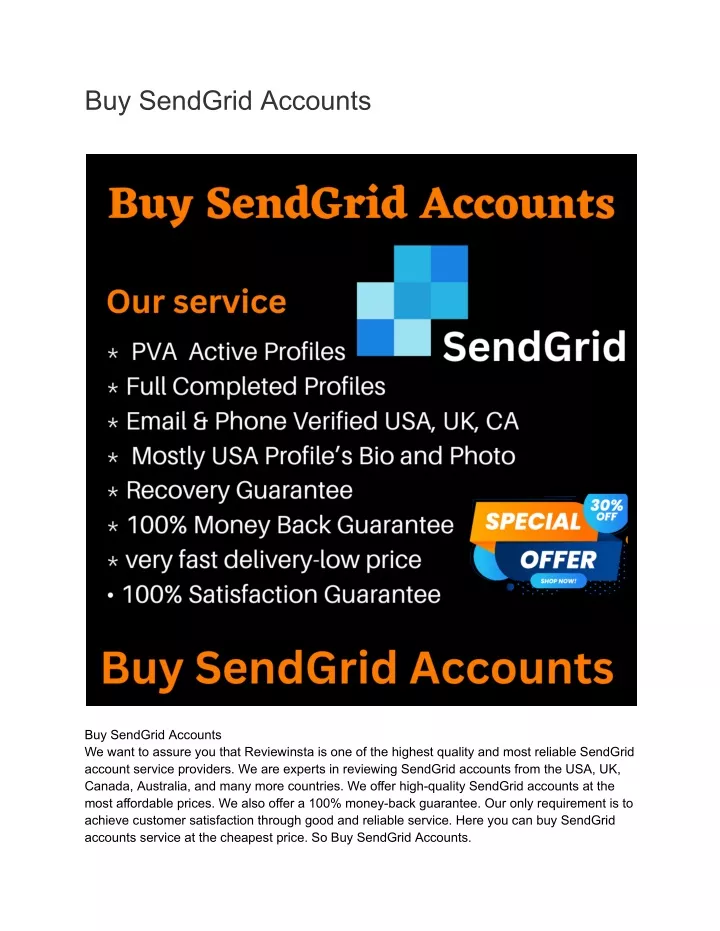 buy sendgrid accounts