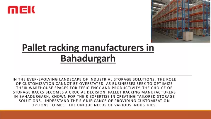pallet racking manufacturers in bahadurgarh
