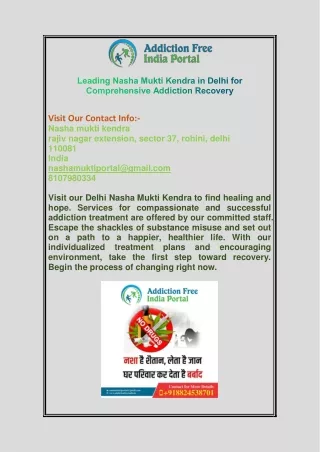 Leading Nasha Mukti Kendra in Delhi for Comprehensive Addiction Recovery