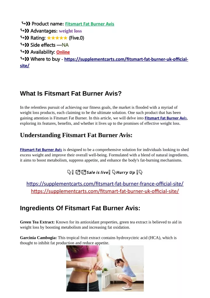 product name product name fitsmart fat burner