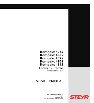 STEYR Kompakt 4085 Ecotech Tractor Service Repair Manual (PIN ZDJZ16683 and above)