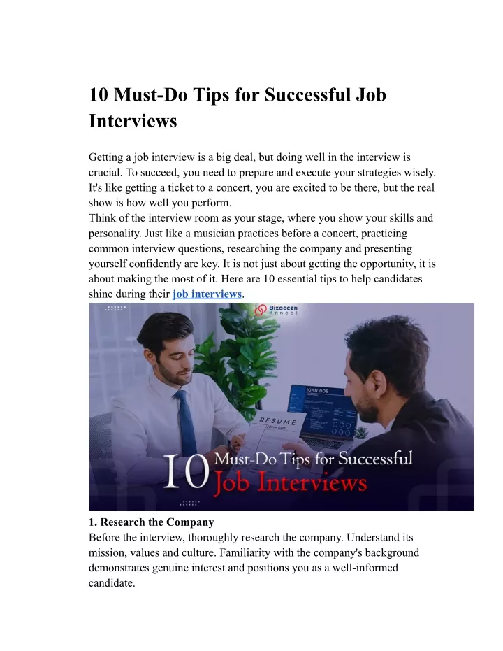 10 must do tips for successful job interviews