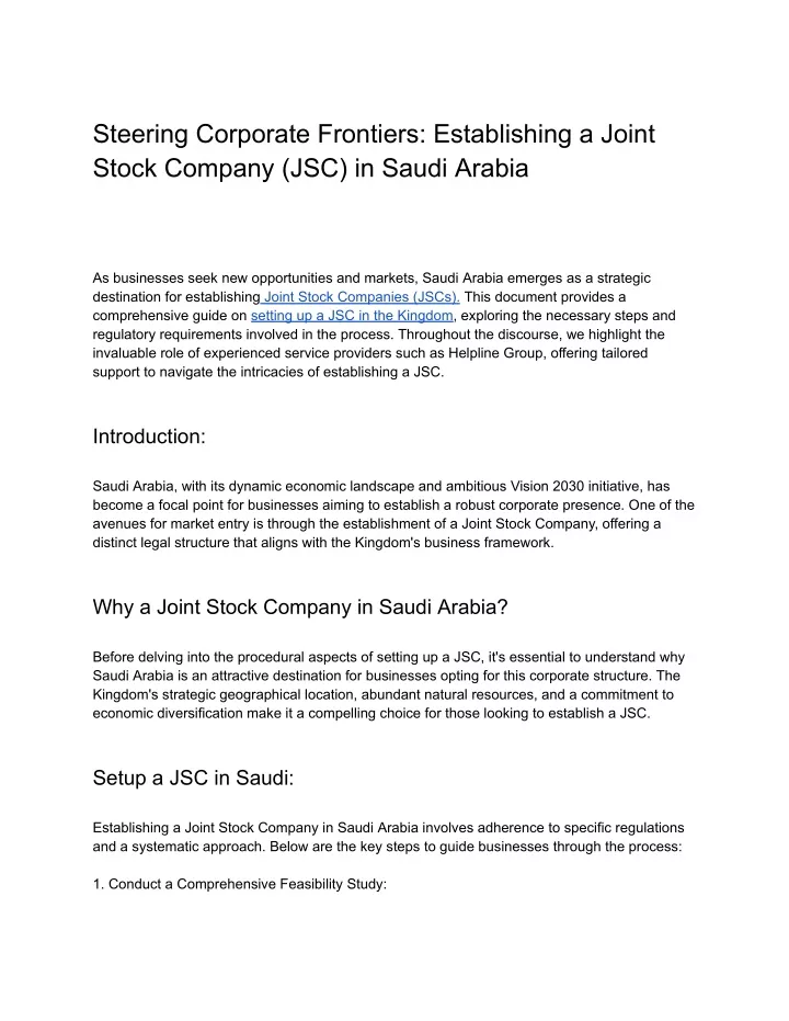 steering corporate frontiers establishing a joint