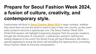 Seoul Fashion Week 2024: Trendsetting Styles & Runway Glamour