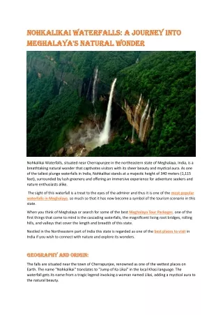 Nohkalikai Waterfalls- A Journey into Meghalaya's Natural Wonder