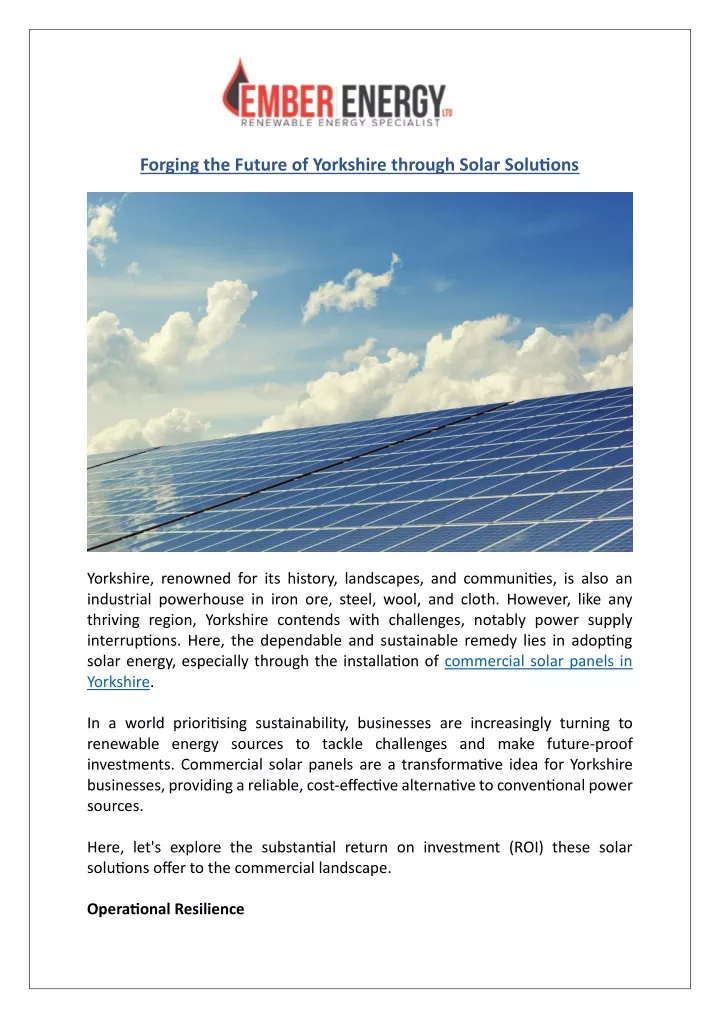 forging the future of yorkshire through solar