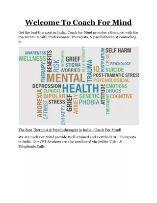 welcome to coach for mind