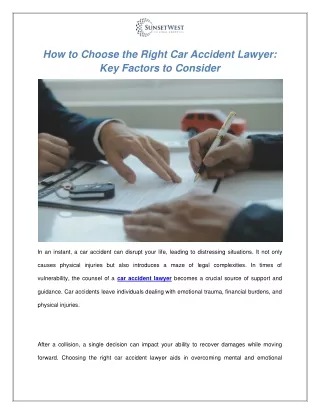 How to Choose the Right Car Accident Lawyer Key Factors to Consider
