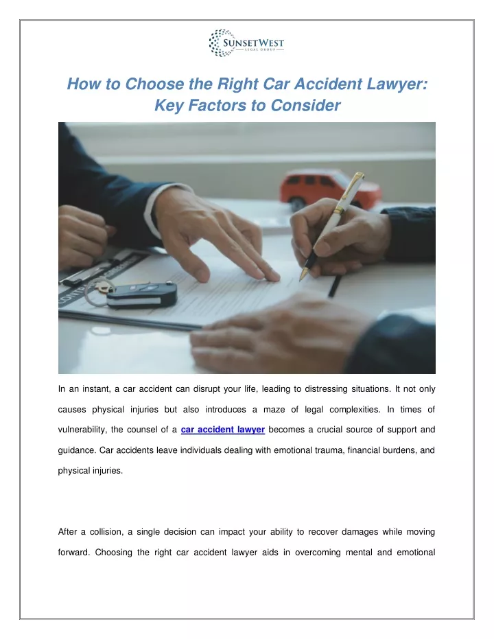 how to choose the right car accident lawyer